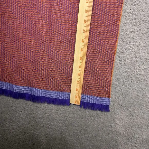 Seaward & Stearn Super Fine Wool Scarf 70"x18” Scotland Orange Purple Geometric - Picture 8 of 8